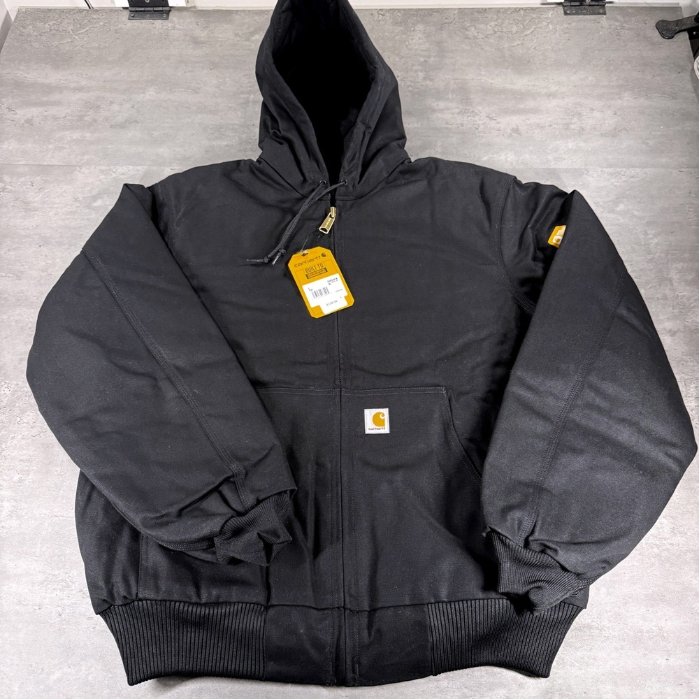 Carhartt Jacket Mens L Tall J140 Firm Duck Flannel Lined Active Jac Black NEW
